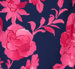 Bell Sleeve Floral Twill Short Dress In Navy Multi 6