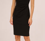 Cap Sleeve Pearly Trim Sheath Dress In Black Ivory 4