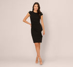 Cap Sleeve Pearly Trim Sheath Dress In Black Ivory 1