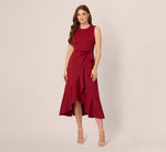 Sleeveless Flounce High Low Midi Dress In Crimson 3