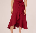 Sleeveless Flounce High Low Midi Dress In Crimson 5