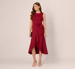 Sleeveless Flounce High Low Midi Dress In Crimson 2