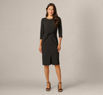 Three Quarter Sleeve Beaded Collar Sheath Dress In Black 6