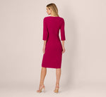 Three Quarter Sleeve Beaded Collar Sheath Dress In Berry 5