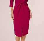 Three Quarter Sleeve Beaded Collar Sheath Dress In Berry 4