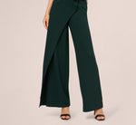 Flutter Sleeve Faux Wrap Jumpsuit In Dark Green 4