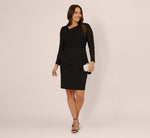 Plus Size Long Sleeve Asymmetrical Peplum Sheath Dress In Black Plus Size Long Sleeve Asymmetrical Peplum Sheath Dress In Black