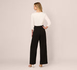 Three Quarter Sleeve Draped Combo Jumpsuit In Ivory Black 6