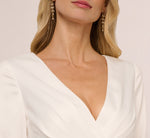 Three Quarter Sleeve Draped Combo Jumpsuit In Ivory Black 4