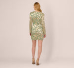 Long Sleeve Foil Short Wrap Dress In Sage Gold 5
