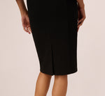 Three Quarter Sleeve Floral Applique Sheath Dress In Black 5