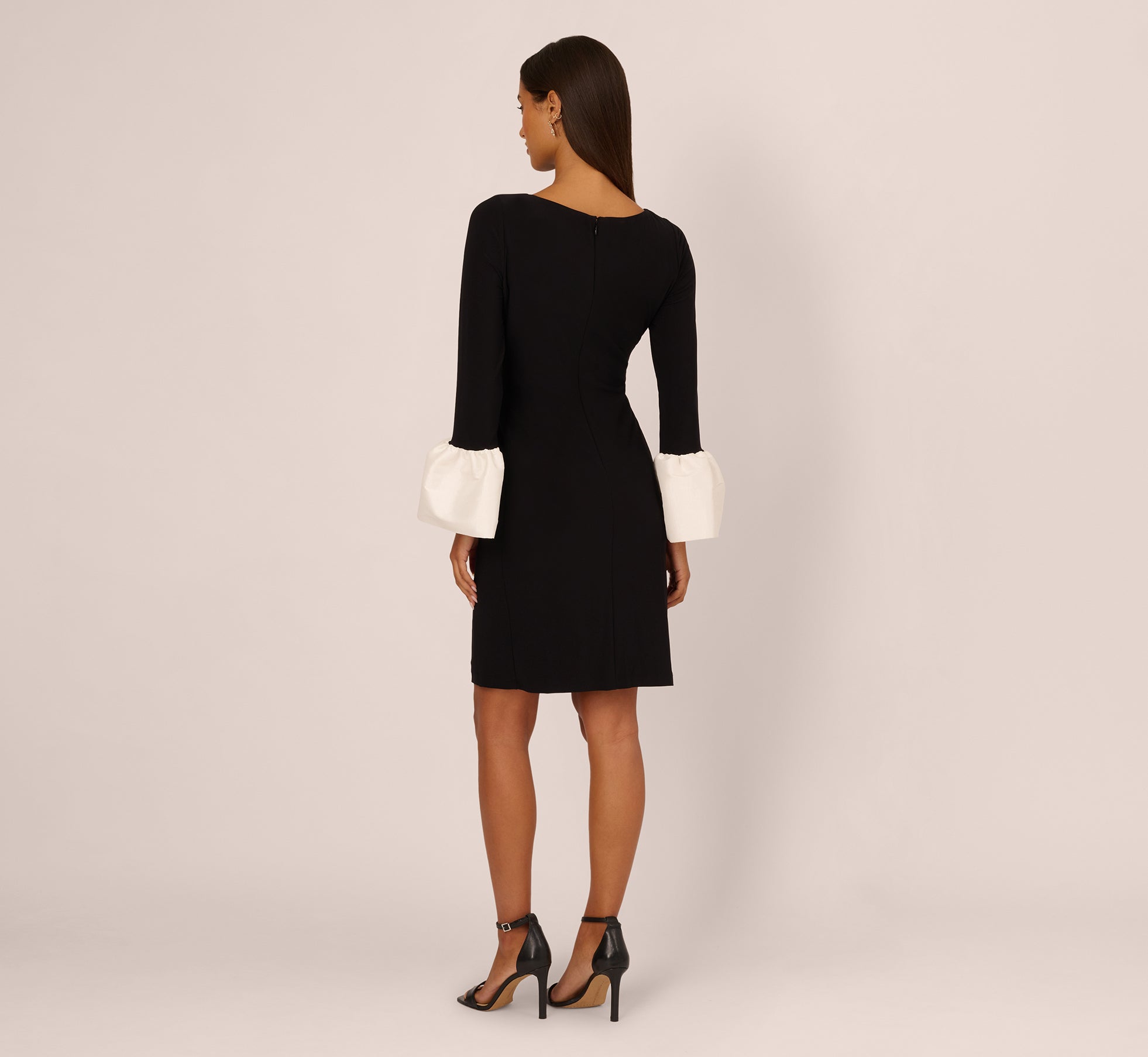 Black Bell Sleeve Jersey Sheath Dress - Adrianna Papell