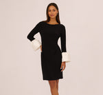 Bell Sleeve Jersey Sheath Dress In Black 3