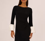 Bell Sleeve Jersey Sheath Dress In Black 4