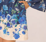 Bell Sleeve Floral Short Sheath Dress In Navy Multi 5