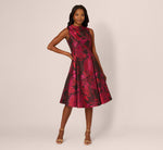 Sleeveless Chrysanthemum Floral Jacquard Midi Dress In Pink Multi 2