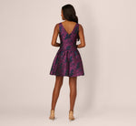 Sleeveless Floral Jacquard Drop Waist Short Dress In Navy Plum 5