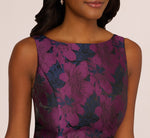 Sleeveless Floral Jacquard Drop Waist Short Dress In Navy Plum 3