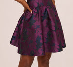 Sleeveless Floral Jacquard Drop Waist Short Dress In Navy Plum 4