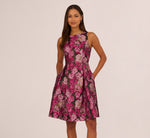 Rose Jacquard Envelope Back Dress In Pink Black Multi 2