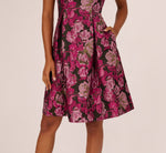 Rose Jacquard Envelope Back Dress In Pink Black Multi 3