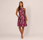 Rose Jacquard Envelope Back Dress In Pink Black Multi 1
