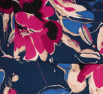 Plus Size Three Quarter Sleeve Floral Sheath Dress In Navy Pink Multi 6