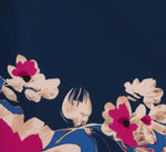 Three Quarter Sleeve Floral Sheath Dress In Navy Pink Multi 6