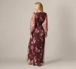 Bishop Sleeve Floral Mesh Maxi Dress In Brown Multi 5