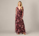 Bishop Sleeve Floral Mesh Maxi Dress In Brown Multi 2