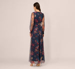 Bishop Sleeve Floral Mesh Maxi Dress In Navy Multi 5