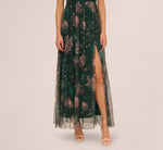 Flutter Sleeve Floral Tulle Maxi Dress In Hunter Multi 4