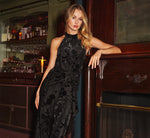 Sleeveless Floral Burnout Velvet Jumpsuit In Black 1