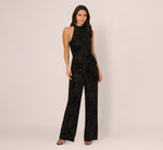 Sleeveless Floral Burnout Velvet Jumpsuit In Black 3