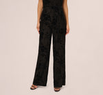 Sleeveless Floral Burnout Velvet Jumpsuit In Black 5
