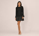 Long Sleeve Drop Waist Lace Dress In Black 7