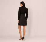 Long Sleeve Sequin Tweed Short Combo Dress In Black 5