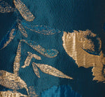 Sleeveless Metallic Vine Jacquard Midi Dress In Teal Sapphire Gold 6