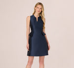 Sleeveless Mikado Peplum Short Dress In Midnight 2