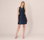 Sleeveless Mikado Peplum Short Dress In Midnight 7