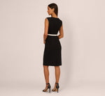 Cap Sleeve Contrast Trim Sheath Dress In Black Ivory 5