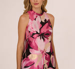 Sleeveless Floral Jacquard Mini Shift Dress In Pink Multi 4