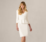Three Quarter Sleeve Peplum Sheath Dress In Ivory 2