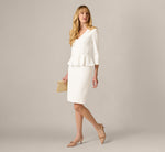 Three Quarter Sleeve Peplum Sheath Dress In Ivory 1