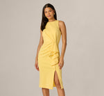 Sleeveless Draped Stretch Sheath Dress In Warm Sun 2