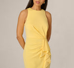 Sleeveless Draped Stretch Sheath Dress In Warm Sun 3