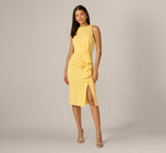 Sleeveless Draped Stretch Sheath Dress In Warm Sun 6