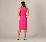 Sleeveless Draped Stretch Sheath Dress In Lipstick Pink 5
