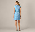 Floral Jacquard Collared Sheath Dress In Blue Multi 6