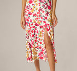 Flounce Collar Floral Print Midi Dress In Ivory Multi 4